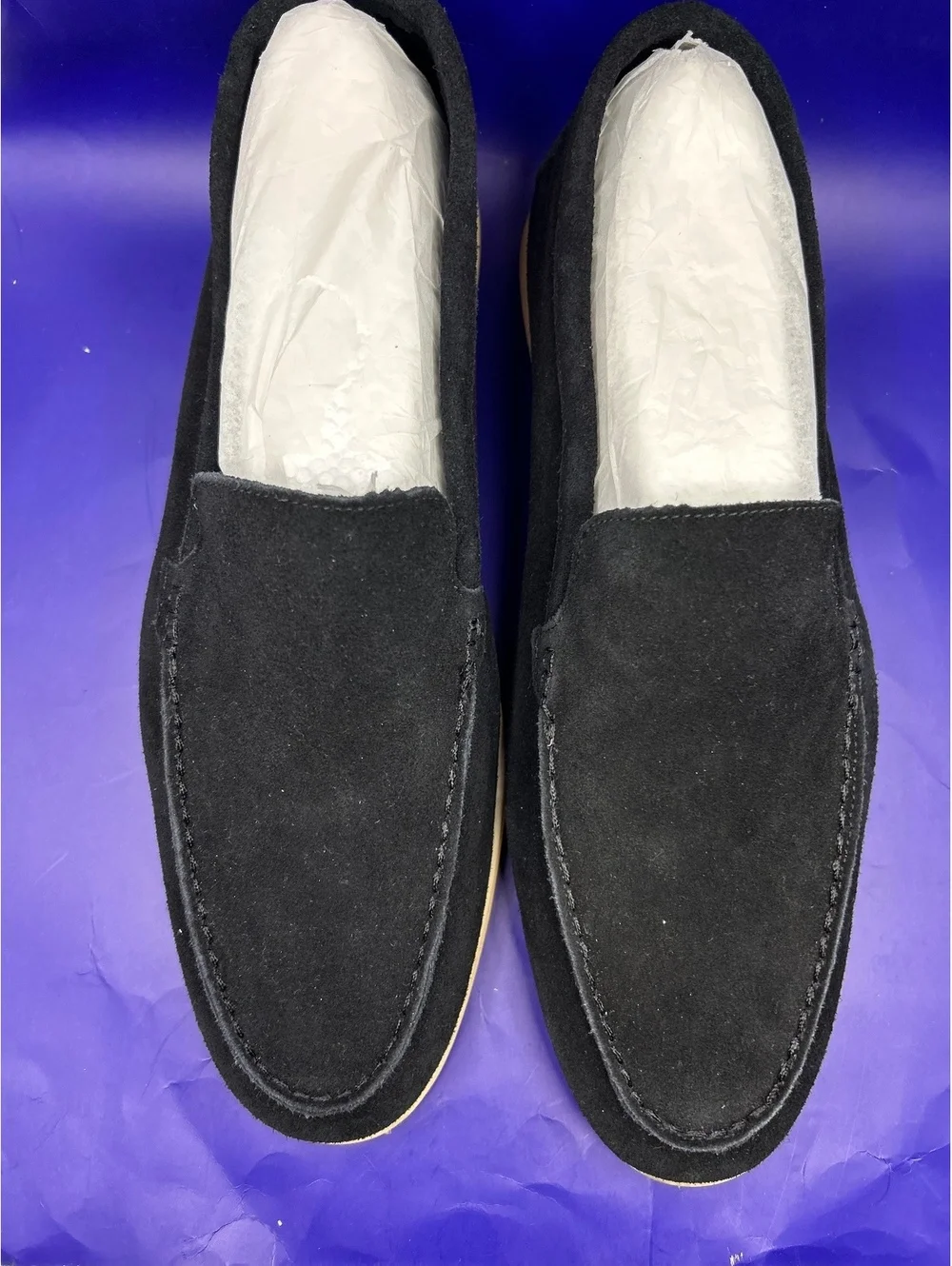 Old Money Mens Size 13 Black Faux Suede Loafers Slip On Moc Toe Driver Shoes